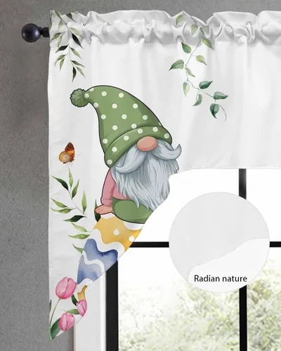 Vista 3 de Cortinas de cocina con cenefa de Pascua, cenefa con bolsillo para barra, paneles de cortina para dormitorio, sala de estar, baño, cafetería