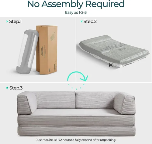 Vista 12 de LINSY HOME Sofá cama convertible de 79 pulgadas, sofá cama plegable de compresión, sofá cama plegable de pana para sala de estar y dormitorio, sofá