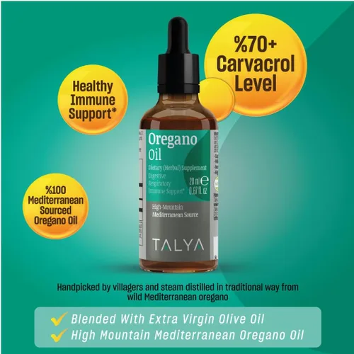 Vista 2 de TALYA Paquete de aceite de orégano y semillas negras - Apoyo inmunológico y digestivo - Alto contenido de carvacrol y timoquinona - Prensado