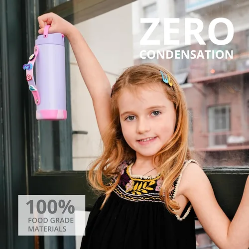 Vista 7 de Elemental Iconic - Botella de agua reutilizable para niños de 20 onzas con Tinte lila