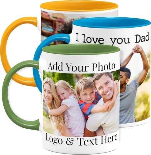 Vista 14 de Tazas de café con foto personalizada, 11 onzas, color negro con imagen, texto, regalos personalizados, taza de cerámica personalizada, gran regalo