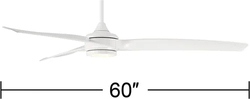 Vista 4 de Casa Vieja La Jolla Surf - Ventilador de techo moderno de 3 aspas de 60 pulgadas con luz LED regulable, control remoto, blanco mate para sala
