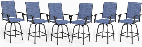Vista 22 de MFSTUDIO - Juego de 4 taburetes giratorios para exteriores, color azul turquesa