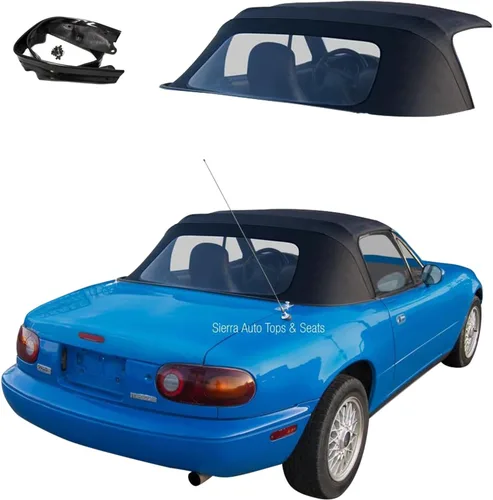 Vista 11 de Capota de vinilo de repuesto para automóvil descapotable Mazda Miata Cabriolet (para modelos 1990-96), con ventana de plástico transparente, Marrón
