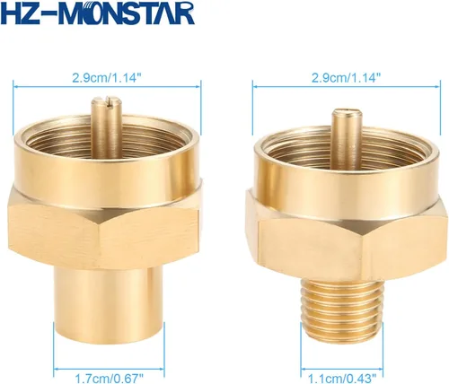 Vista 4 de Kit adaptador de repuesto de botella de gas propano de 1 libra, incluye conector de latón de tanque hembra NPT de 1/4 pulgadas y rosca NPT macho