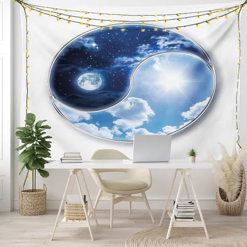 Vista 22 de Ambesonne colección de decoración del hogar, tapices de pared para recámara, sala de estar, recámara, multicolor 2-Verde oscuro Arena Marrón