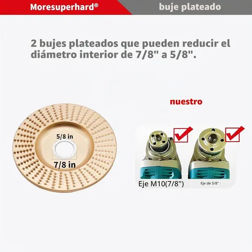 Vista 5 de Juego de discos de tallado de madera mejorados, 4 piezas para amoladora angular de 4 o 4-1/2 pulgadas con eje de 5/8 pulgadas, disco de moldeo