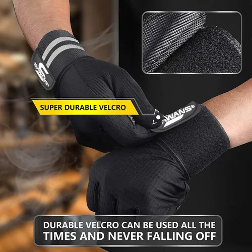 Vista 2 de SAWANS Guantes de levantamiento de pesas Gimnasio Entrenamiento Fitness Muñequera Soporte Hombres Mujeres Guantes sin dedos Pantalla táctil de dedo
