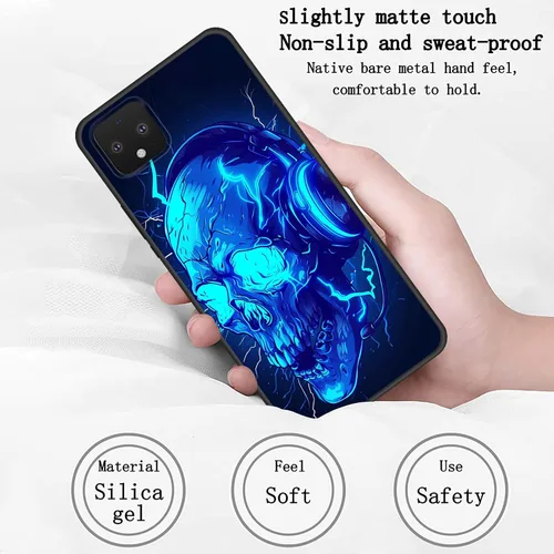 Vista 6 de for Google Pixel 4 XL Case,Slim Shockproof TPU Soft Rubber Silicone Cover Phone Case for Google Pixel 4 XL,Blue Skull Headphone