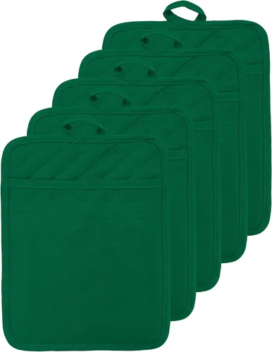 Vista 25 de Oven Pot Holder with Pocket Cotton Heat Resistant Coaster Potholder Kitchen Hot Pad Oven Mitts for Cooking and Baking Square 7"x9" (Aqua, Silicone)