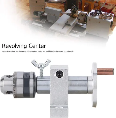 Vista 2 de Centro giratorio vivo de carpintería de bricolaje con llave para mini máquina de torno