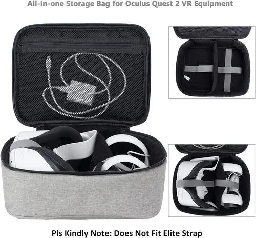 Vista 4 de KISLANE Soft Carrying Case Compatible with Oculus Quest 2 VR Carrying Case for Oculus Quest 2 Headset Fits for Travel Home Outdoor Not Compatible