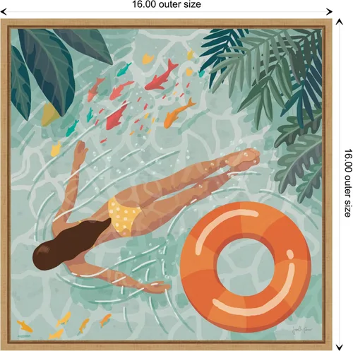 Vista 4 de Amanti Art Lienzo enmarcado para pared, 16 x 16 pulgadas, diseño de chicas de playa IV por Janelle Penner, lienzo enmarcado para pared, obras