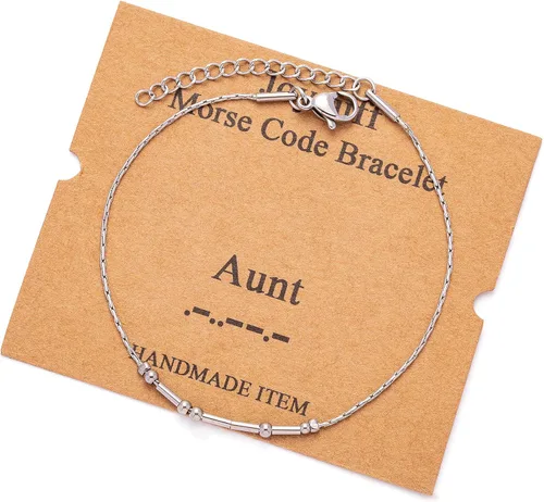 Vista 184 de JoycuFF Pulseras inspiradoras de código morse para mujeres, cuentas de plata, joyería con mantra de motivación, regalos para ella