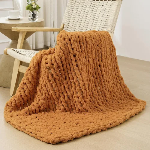 Vista 76 de Bigacogo - Cobija de punto grueso de 40 x 40 pulgadas, de felpilla, 100% tejida a mano, cobija pequeña de punto trenzado suave y grueso, con nudo