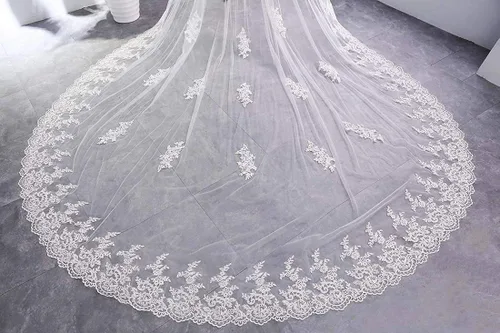Vista 6 de EllieHouse Womens 2 Tier Cathedral Lace Wedding Bridal Veil With Comb L80