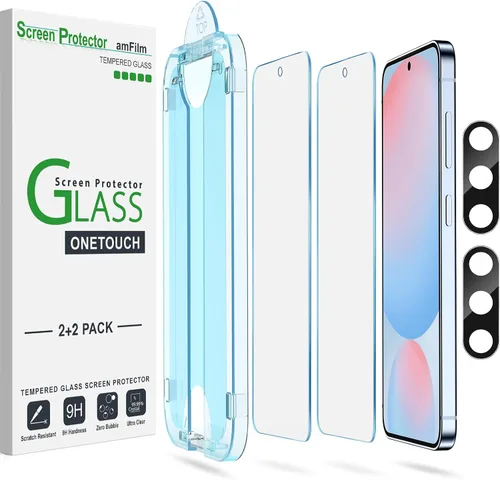 Vista 19 de amFilm OneTouch - Protector de pantalla para Samsung Galaxy S22 5G de 6.1 pulgadas, dureza 9H con protector de lente de cámara, más fácil