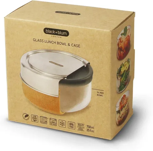 Vista 3 de BLACK + BLUM Recipiente de vidrio para almuerzo, a prueba de fugas, apto Almendra