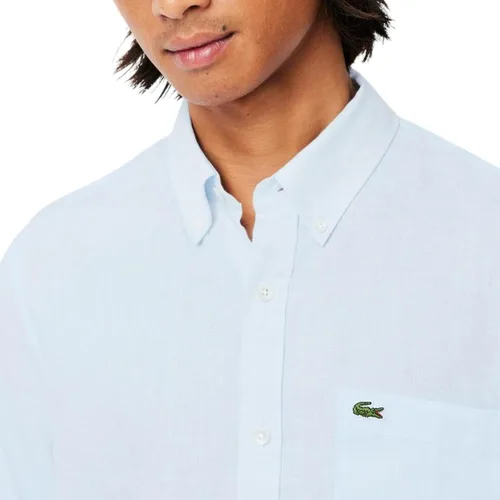 Vista 2 de Lacoste Camisa casual de lino con botones para hombre