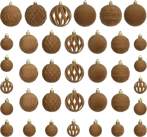 Vista 15 de 30 adornos de terciopelo para árbol de Navidad, juego de adornos de Navidad Azul polvo