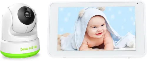 Vista 7 de CasaCam BM240 Monitor de video para bebés con pantalla táctil de 5 pulgadas y cámara HD clip, audio bidireccional, canciones de cuna, luz nocturna