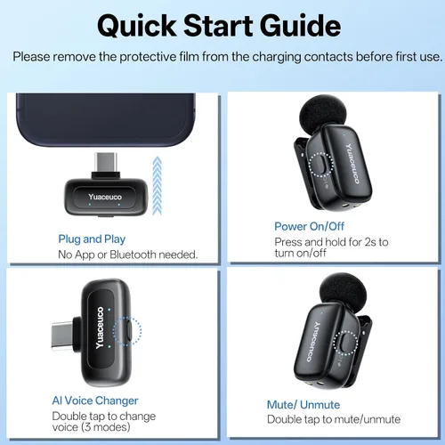 Vista 2 de Mini micrófono Lavalier inalámbrico para tabletas iPhone Android, micrófono de solapa con reducción de ruido, funda de carga de 30 horas, cambiador