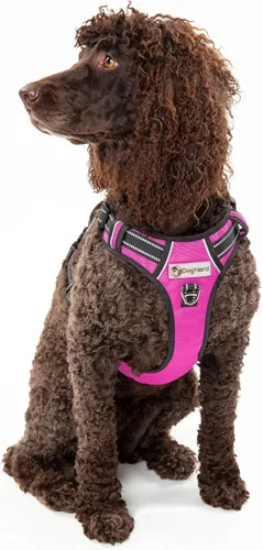 Vista 11 de Chaleco/arnés de cobertura completa ajustable de alta calidad para perros grandes (50-90 libras), clips de metal, mango acolchado, 2 clips