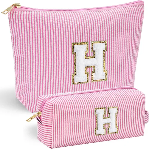 Vista 34 de YOOLIFE Regalos del Día de la Madre para Mujeres, Bolsa de Maquillaje con Iniciales, Bolsa de Maquillaje para Viaje, Bolsa de Maquillaje Negro