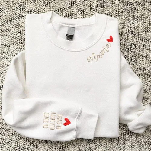 Vista 3 de NAZENTI Sudaderas bordadas, sudadera bordada personalizada para mamá, abuela, para mujer