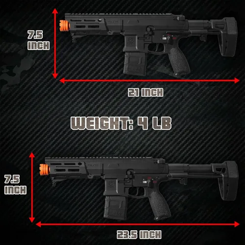 Vista 3 de EMERBU Pro-Grade Splat Gel Orby Blaster PDX Actualizado por EMERBU - Cuerpo de Metal y Nylon - 11.1V Alta Potencia - Conjunto de Engranajes de Metal