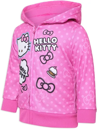 Vista 2 de Hello Kitty Sudadera con capucha y cremallera para niñas, para bebés, niños pequeños y niños pequeños