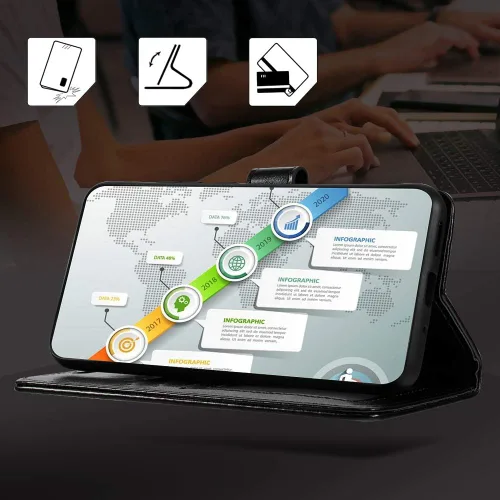 Vista 5 de Funda de piel sintética para teléfono compatible con Doogee S98 Pro, funda magnética con ranuras para tarjetas, protección completa y función