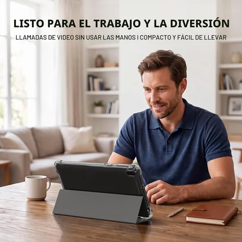 Vista 3 de Tablet de 7 pulgadas, Tablet Android con Estuche, 2GB+32GB+1TB (Expandible), Quad-Core, BT, Wi-Fi, Educativa, Música, Cámara Dual Negro