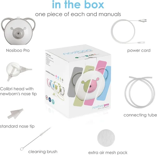 Vista 8 de Aspirador Nasal Nosiboo Pro para Bebés Succionador Eléctrico Nasal Fabricado en la UE Potencia de Succión Ajustable Calidad Premium Diseño