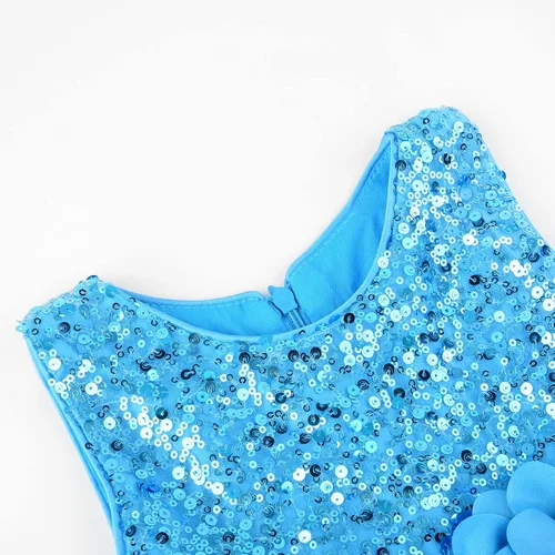 Vista 3 de Uhnice Vestido de lentejuelas sin mangas para niña pequeña con diseño de arco iris para fiesta de boda, Arco iris