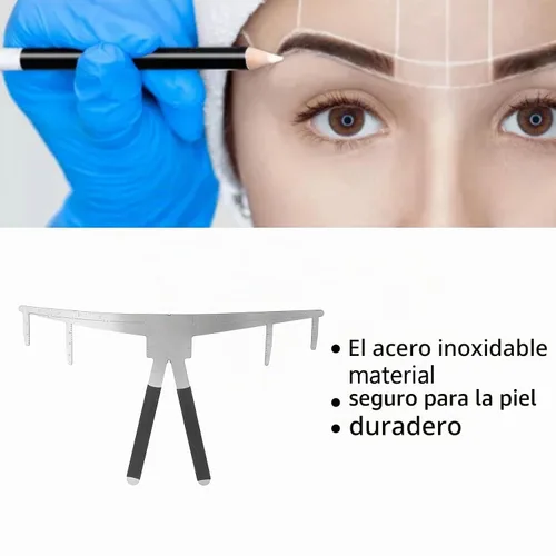 Vista 2 de Regla de cejas, Herramienta de medición de cejas, Mapeo de cejas de posicionamiento de 3 puntos, Herramientas de cejas para dar forma a la regla