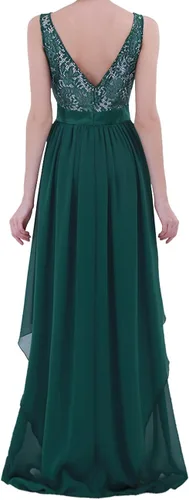 Vista 3 de YiZYiF Womens Elegant Sleeveless V-Back Black Lace Bridesmaid Maxi Long Dress