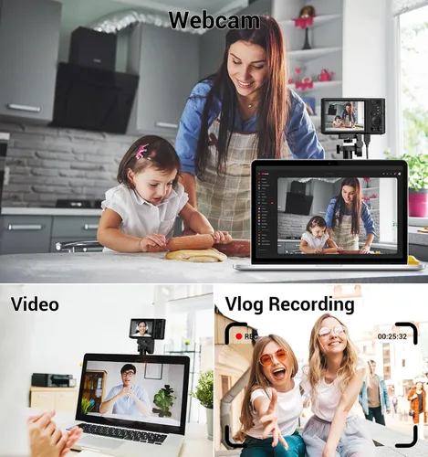 Vista 7 de Cámara digital 4K, cámara digital compacta digital de enfoque automático, zoom digital de 16X, cámara de viaje mejorada con tarjeta SD de 64 GB, 2