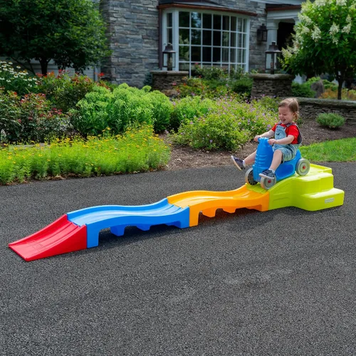 Vista 2 de Simplay3 Montaña rusa expandible de lujo con pistas, pista de carreras de descenso para niños en crecimiento, juguete para niños en interiores