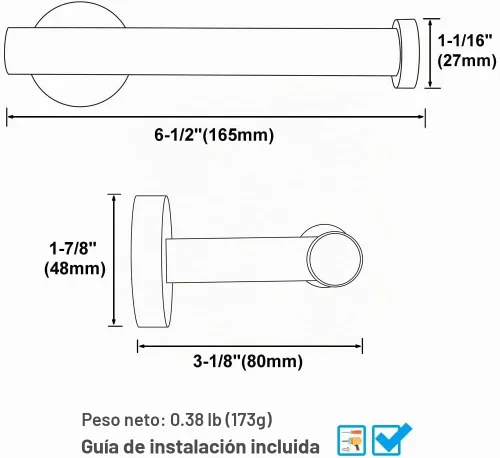 Vista 9 de Angle Simple Soporte de papel higiénico negro y dorado, percha de rollo