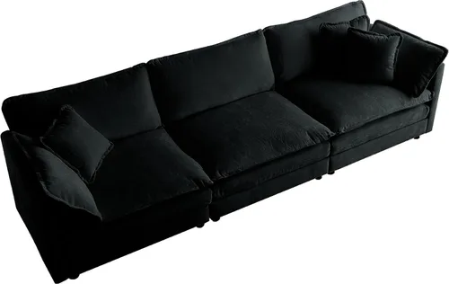 Vista 6 de Sofá modular en forma de U con reposapiés reversible, sofá modular de 5 plazas, sofá esquinero convertible, moderno, minimalista, suave