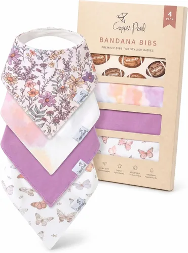Vista 20 de Copper Pearl Baberos para bebé, paquete de 4 y 6 unidades, baberos tipo bandana para bebé niña y niño, baberos de algodón suave para babear y Alta