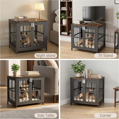 Vista 6 de Muebles de jaula para perros resistentes, jaula decorativa para perros negro (Aged Black)