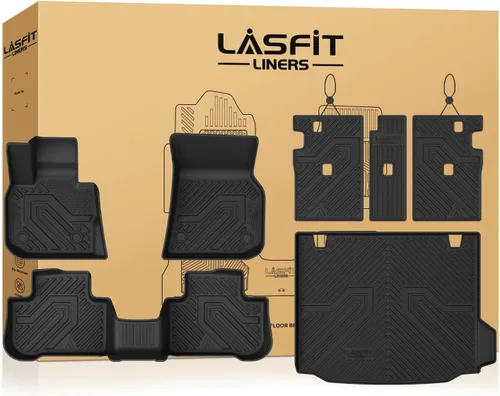 Vista 28 de LASFIT - Tapetes de suelo y maletero de auto, ajuste personalizado, de TPE, para todo tipo de clima, impermeable, juego completo, negros