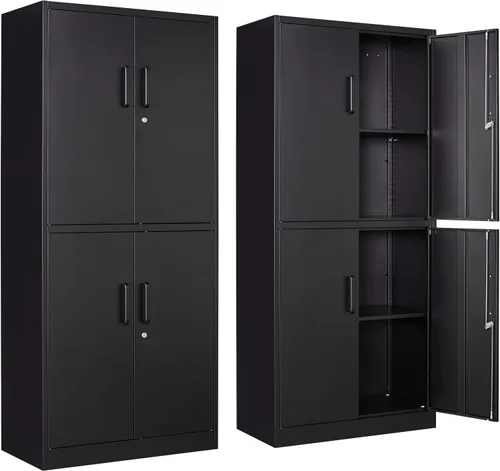 Vista 19 de STANI Archivador lateral de 2 cajones - Armario de almacenamiento de metal con cajones de bloqueo para archivos de tamaño carta / A4 (negro)