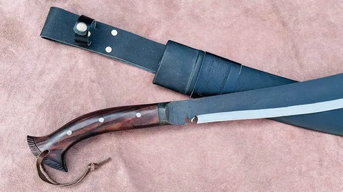 Vista 3 de EGKH-20 pulgadas golok Parang Machete Cuchillo hecho a mano, hoja de machete, aceite de equilibrio de resorte, multifunción, trabajo real, hecho a