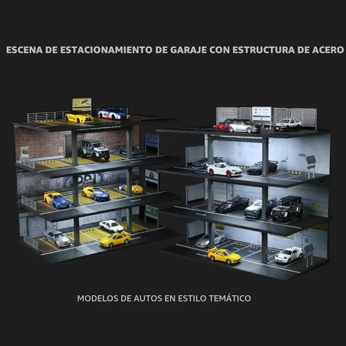 Vista 6 de Organizador de vitrina de coche fundido a presión a escala 1/64 - Diorama gris