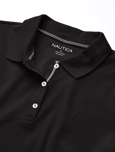 Vista 5 de Nautica Camisa polo de manga corta de 3 botones transpirable 100% algodón para mujer