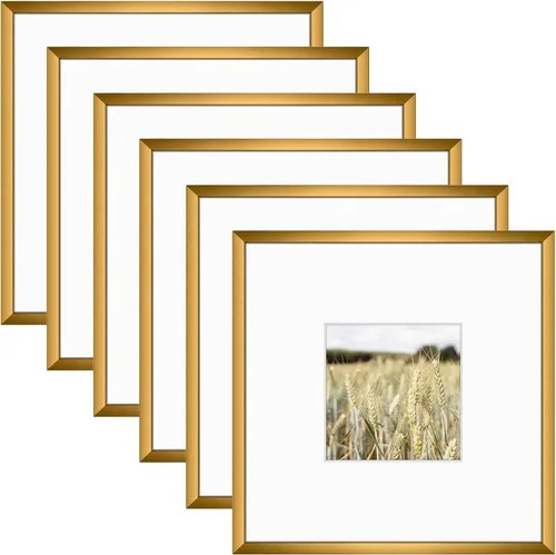 Vista 47 de Golden State Art, juego de marcos para pared de galería de 6 - Marcos de aluminio negro de 5x7 con alfombrilla para fotos de 4x6 - Marco de metal