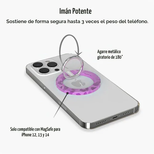 Vista 3 de VELVET CAVIAR Compatible con MagSafe Phone Grip – Soporte de anillo magnético con soporte ajustable – Accesorios MagSafe extraíbles para iPhone 16
